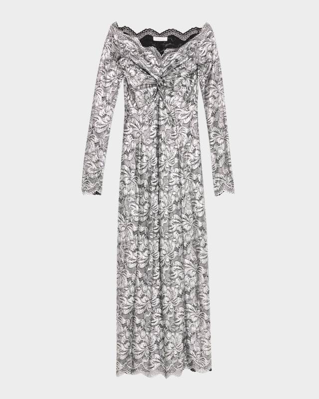 Off-The-Shoulder Lace Midi Dress
